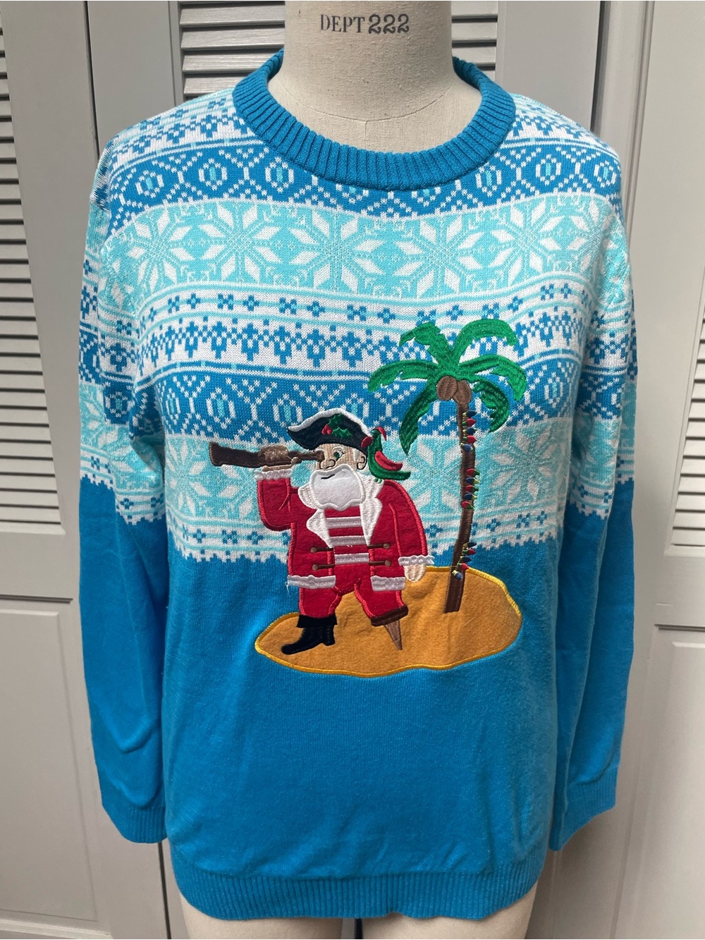 Men’s Ugly Christmas  Holiday Pirate Beach Sweater Medium